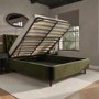 ONLY OPENED - Olive Green Velvet King Size Ottoman Bed With Legs - Amara