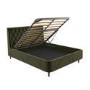 ONLY OPENED - Olive Green Velvet King Size Ottoman Bed With Legs - Amara