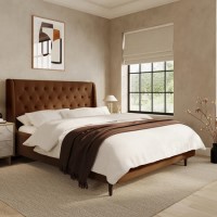 ONLY OPENED - Burnt Orange Chenille King Size Ottoman Bed With Legs - Amara