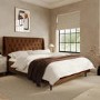 ONLY OPENED - Burnt Orange Chenille King Size Ottoman Bed With Legs - Amara