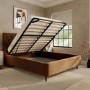 ONLY OPENED - Burnt Orange Chenille King Size Ottoman Bed With Legs - Amara