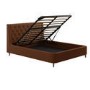 ONLY OPENED - Burnt Orange Chenille King Size Ottoman Bed With Legs - Amara