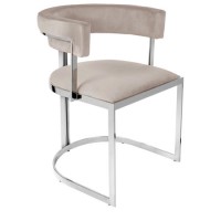 GRADE A1 - Beige Velvet Cantilever Dining Chair - Alana Boutique