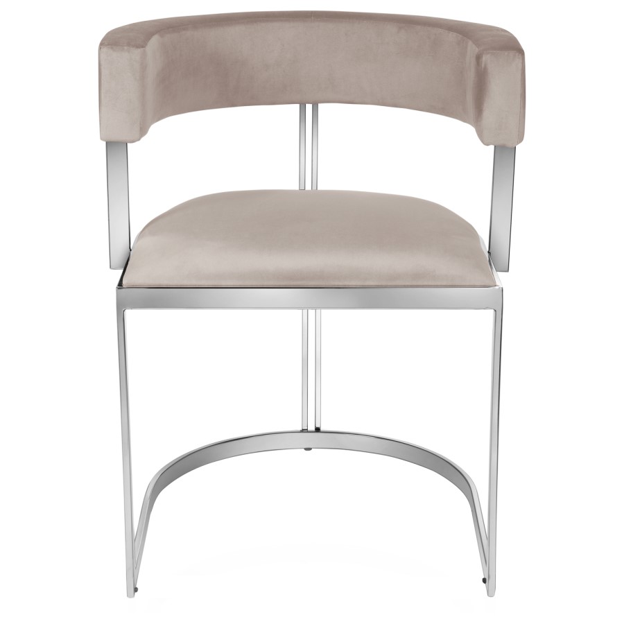 GRADE A1 - Beige Velvet Cantilever Dining Chair - Alana Boutique