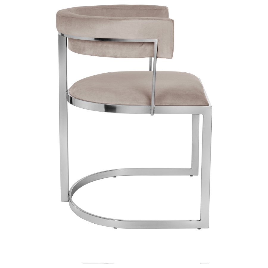 GRADE A1 - Beige Velvet Cantilever Dining Chair - Alana Boutique