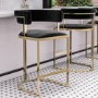 GRADE A1 - Black Velvet Kitchen Stool - 66cm - Alana Boutique
