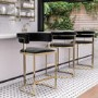 GRADE A1 - Black Velvet Kitchen Stool - 66cm - Alana Boutique