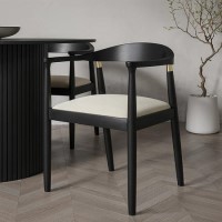 ONLY OPENED - Brass Detail Black Carver Dining Chair - Anders ONLY OPENED - Brass Detail Black Carver Dining Chair - Anders