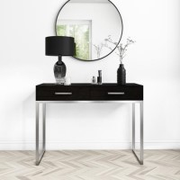 GRADE A1 - Anaya 2 Drawer Dressing Table in Black with Chrome Legs