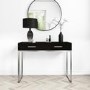 GRADE A1 - Anaya 2 Drawer Dressing Table in Black with Chrome Legs
