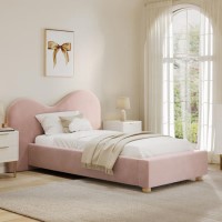 ONLY OPENED - Pink Velvet Single Ottoman Bed with Curved Headboard - Aria