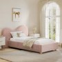 ONLY OPENED - Pink Velvet Single Ottoman Bed with Curved Headboard - Aria