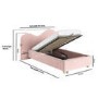 ONLY OPENED - Pink Velvet Single Ottoman Bed with Curved Headboard - Aria