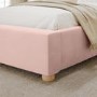 ONLY OPENED - Pink Velvet Single Ottoman Bed with Curved Headboard - Aria