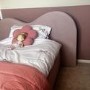 ONLY OPENED - Pink Velvet Single Ottoman Bed with Curved Headboard - Aria