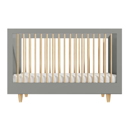 GRADE A1 - Dark Grey and Natural Cot Bed with 3 Adjustable Heights - Astelle
