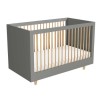 GRADE A1 - Dark Grey and Natural Cot Bed with 3 Adjustable Heights - Astelle