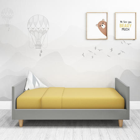 GRADE A1 - Dark Grey and Natural Cot Bed with 3 Adjustable Heights - Astelle