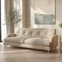 Beige Velvet 3 Seater Mid Century Sofa - Beckett