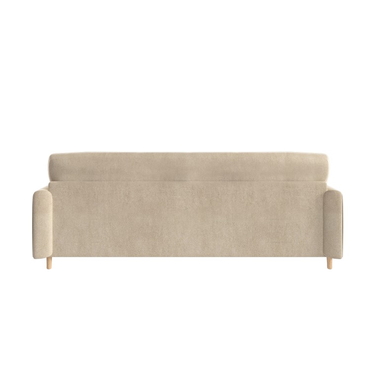 Beige Velvet 3 Seater Mid Century Sofa - Beckett