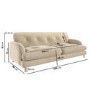 Beige Velvet 3 Seater Mid Century Sofa - Beckett