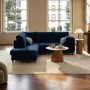 ONLY OPENED - Navy Velvet Left Hand Corner Sofa Bed with Storage - Seats 4 - Boe