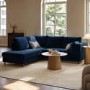 ONLY OPENED - Navy Velvet Left Hand Corner Sofa Bed with Storage - Seats 4 - Boe