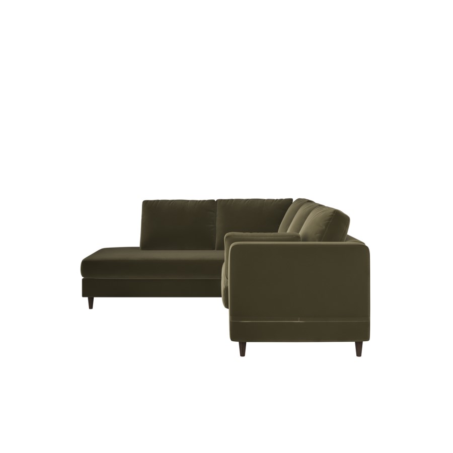 ALMOST PERFECT - Khaki Green Velvet Left Hand Corner Sofa Bed with Storage - Seats 4 - Boe