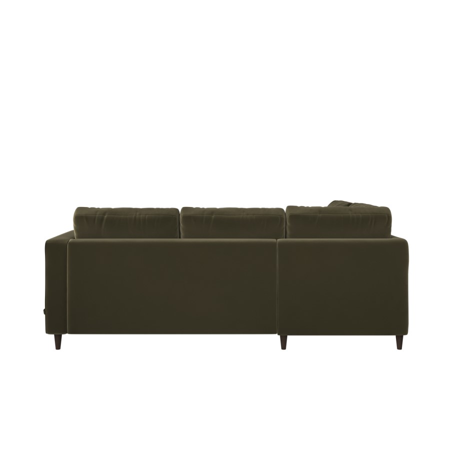 ALMOST PERFECT - Khaki Green Velvet Left Hand Corner Sofa Bed with Storage - Seats 4 - Boe
