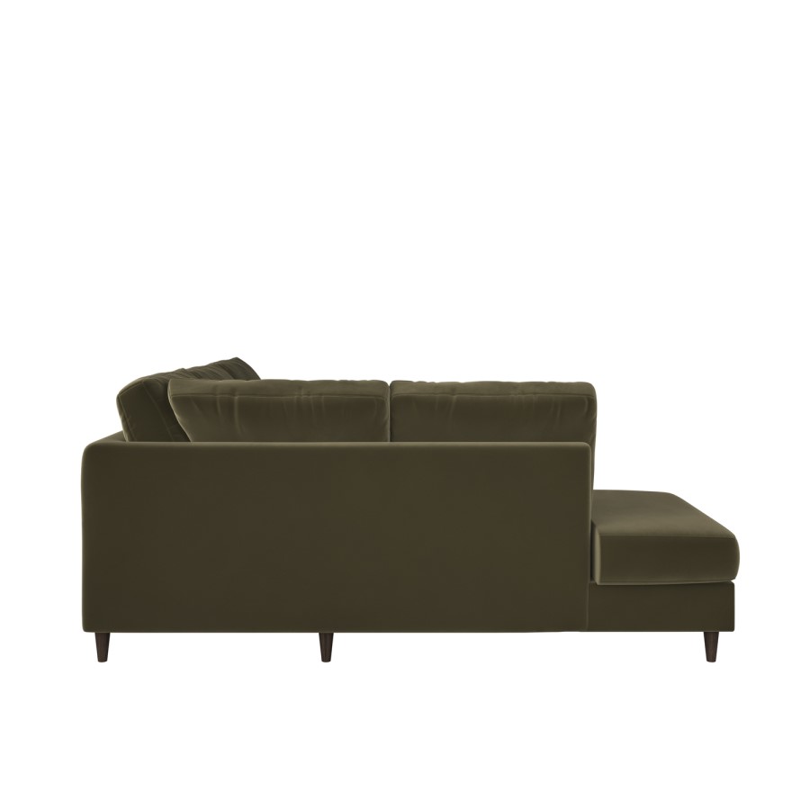 ALMOST PERFECT - Khaki Green Velvet Left Hand Corner Sofa Bed with Storage - Seats 4 - Boe