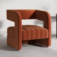 ONLY OPENED - Rust Velvet Art Deco Armchair with Ribbed Detail - Boni