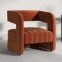 ONLY OPENED - Rust Velvet Art Deco Armchair with Ribbed Detail - Boni