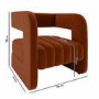 ONLY OPENED - Rust Velvet Art Deco Armchair with Ribbed Detail - Boni