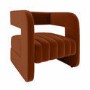 ONLY OPENED - Rust Velvet Art Deco Armchair with Ribbed Detail - Boni