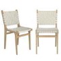 ONLY OPENED - Set of 2 Cream Faux Leather Strap Woven Dining Chairs - Bree