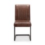 GRADE A1 - Pair of Brooklyn Dining Chairs - Brown Faux Leather & Square Gunmetal