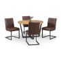 GRADE A1 - Pair of Brooklyn Dining Chairs - Brown Faux Leather & Square Gunmetal