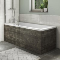 1700 Round Single Ended Bath with Grey Wood Grain Bath Front & End Panel