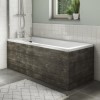 1700 Round Single Ended Bath with Grey Wood Grain Bath Front &amp; End Panel