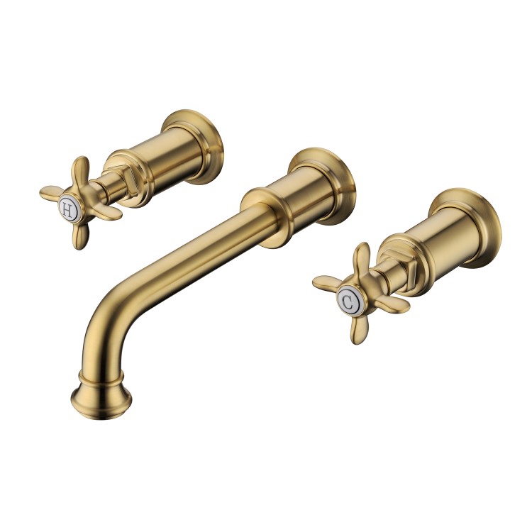 Wall Mounted Brass Crosshead Basin Mixer Tap - Camden