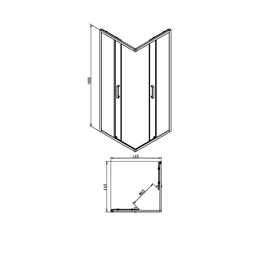 800mm Square Shower Enclosure with Sliding Corner Entry - Juno