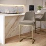 ONLY OPENED - Mink Velvet Kitchen Stool with Gold Legs - Callie