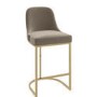 ONLY OPENED - Mink Velvet Kitchen Stool with Gold Legs - Callie