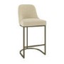 ONLY OPENED - Beige Upholstered Kitchen Stool with Brass Legs - Callie