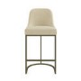 ONLY OPENED - Beige Upholstered Kitchen Stool with Brass Legs - Callie