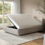ONLY OPENED - Beige Boucle King Size Side-Lift Ottoman Bed with Cushioned Headboard - Ciara