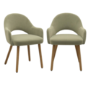 ONLY OPENED - Set of 2 Sage Green Velvet and Oak Dining Chairs - Colbie
