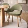 ONLY OPENED - Set of 2 Sage Green Velvet and Oak Dining Chairs - Colbie