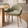 ONLY OPENED - Set of 2 Sage Green Velvet and Oak Dining Chairs - Colbie
