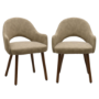 ONLY OPENED - Set of 2 Beige Faux Leather Dining Chairs with Walnut Legs - Colbie